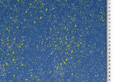 Jersey Baumwoll Sprengel Lime/Hellblau auf Blau